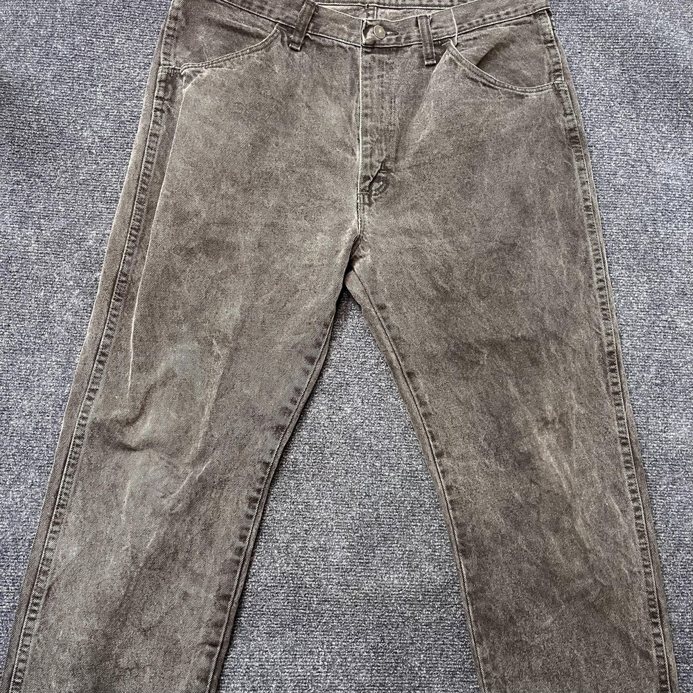 Rustler Jeans Mens 36x30 Black Denim Regular Fit Straight Leg Stone Wash Casual